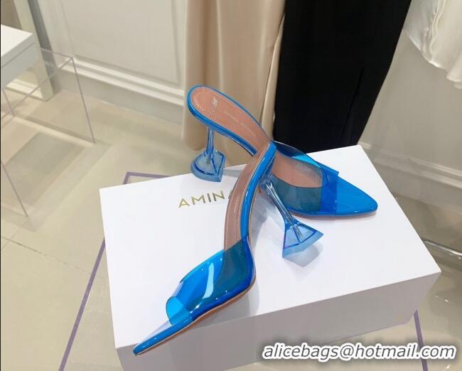 Popular Amina Muaddi TPU Pointed Slide Sandals 9.5cm 122059 Sky Blue