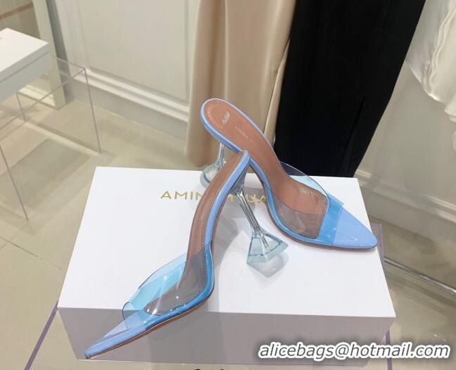 Pretty Style Amina Muaddi TPU Pointed Slide Sandals 9.5cm 122059 Light Blue