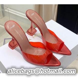 Unique Style Amina Muaddi TPU Pointed Slide Sandals 9.5cm 122059 Red