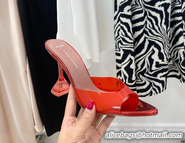 Unique Style Amina Muaddi TPU Pointed Slide Sandals 9.5cm 122059 Red