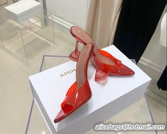 Unique Style Amina Muaddi TPU Pointed Slide Sandals 9.5cm 122059 Red