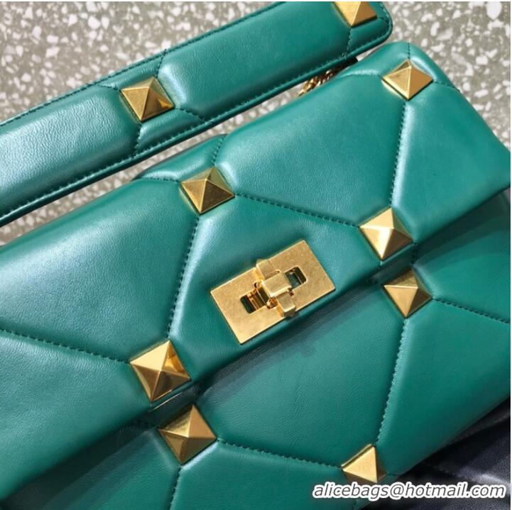 Promotional VALENTINO GARAVANI Roman Stud Large Napa sheepskin leather 1189L green