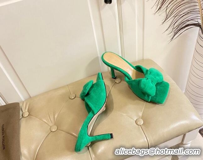 Grade Quality Bottega Veneta Towel Bow High Heel Slide Sandals 10cm 011308 Green