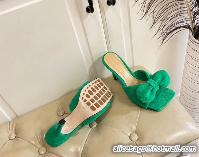 Grade Quality Bottega Veneta Towel Bow High Heel Slide Sandals 10cm 011308 Green