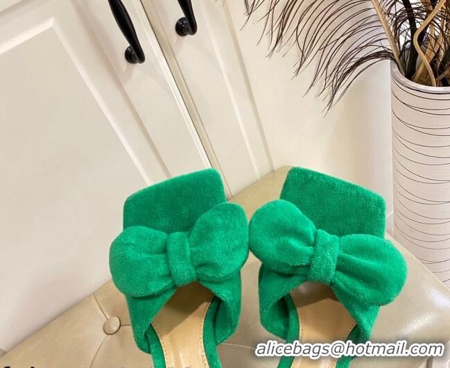 Grade Quality Bottega Veneta Towel Bow High Heel Slide Sandals 10cm 011308 Green