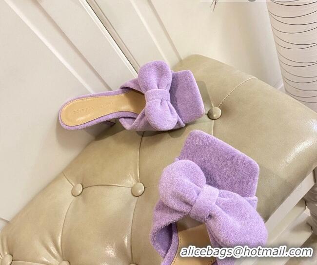 Lower Price Bottega Veneta Towel Bow High Heel Slide Sandals 10cm 011308 Purple