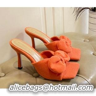 Good Quality Bottega Veneta Towel Bow High Heel Slide Sandals 10cm 011308 Orange