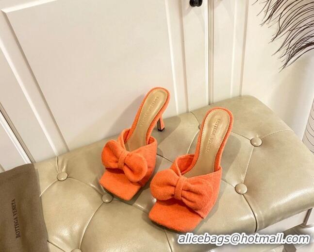 Good Quality Bottega Veneta Towel Bow High Heel Slide Sandals 10cm 011308 Orange