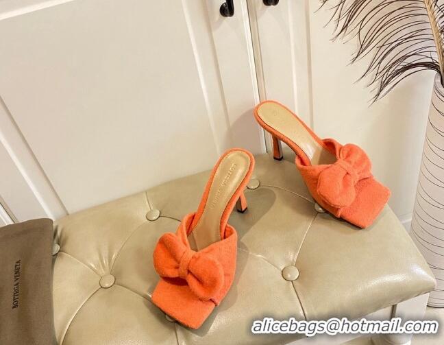 Good Quality Bottega Veneta Towel Bow High Heel Slide Sandals 10cm 011308 Orange