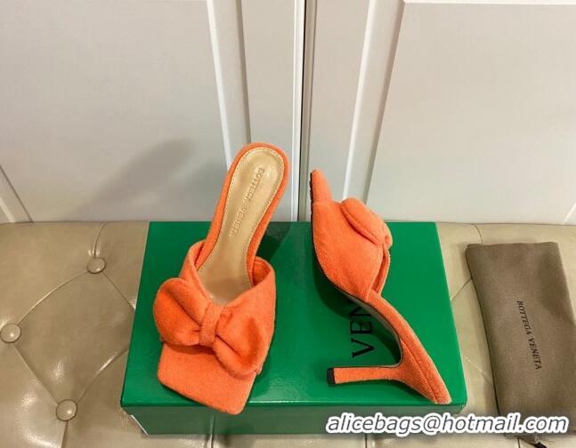 Good Quality Bottega Veneta Towel Bow High Heel Slide Sandals 10cm 011308 Orange