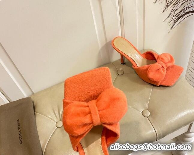 Good Quality Bottega Veneta Towel Bow High Heel Slide Sandals 10cm 011308 Orange