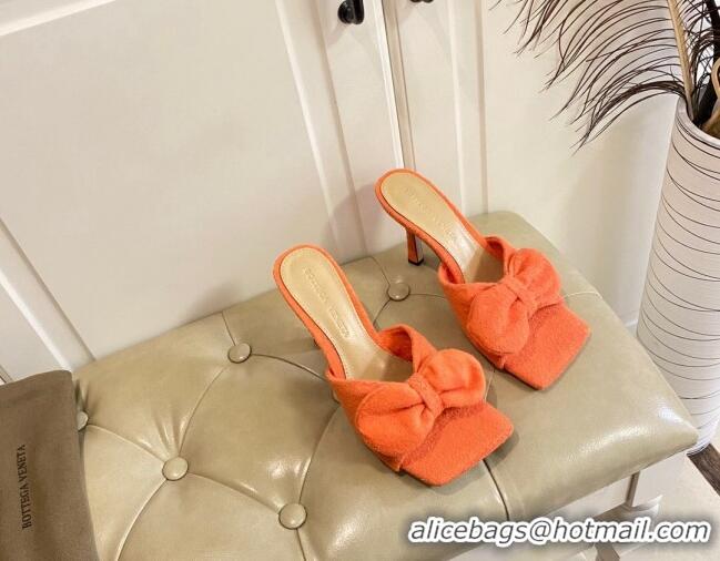 Good Quality Bottega Veneta Towel Bow High Heel Slide Sandals 10cm 011308 Orange