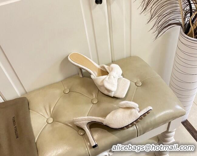 Good Looking Bottega Veneta Towel Bow High Heel Slide Sandals 10cm 011308 White