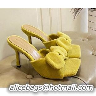 Good Product Bottega Veneta Towel Bow High Heel Slide Sandals 10cm 011308 Yellow