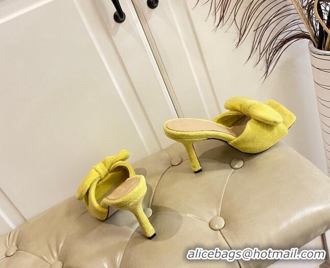 Good Product Bottega Veneta Towel Bow High Heel Slide Sandals 10cm 011308 Yellow