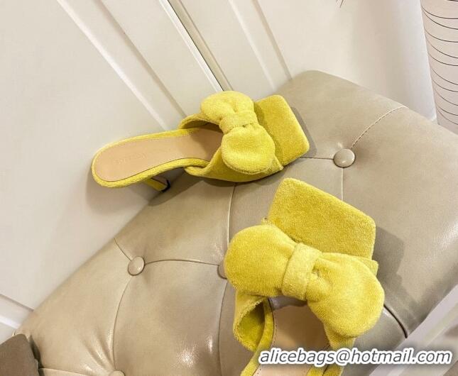 Good Product Bottega Veneta Towel Bow High Heel Slide Sandals 10cm 011308 Yellow