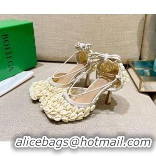 Best Quality Bottega Veneta Stretch Mesh Sandals 9cm 021407 Cream White