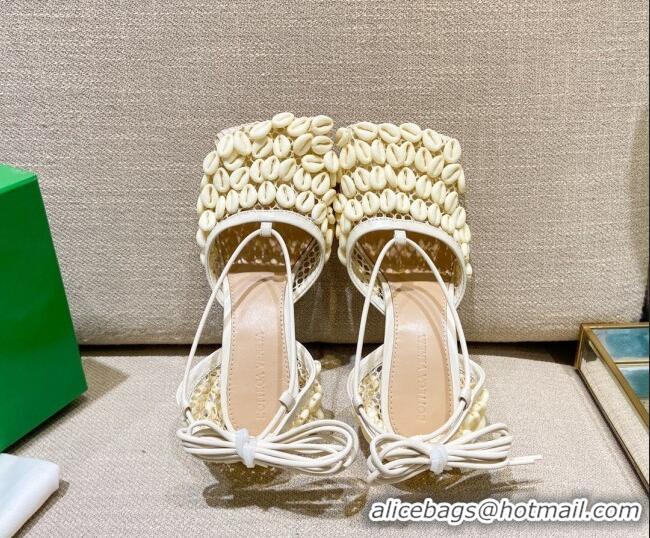 Best Quality Bottega Veneta Stretch Mesh Sandals 9cm 021407 Cream White