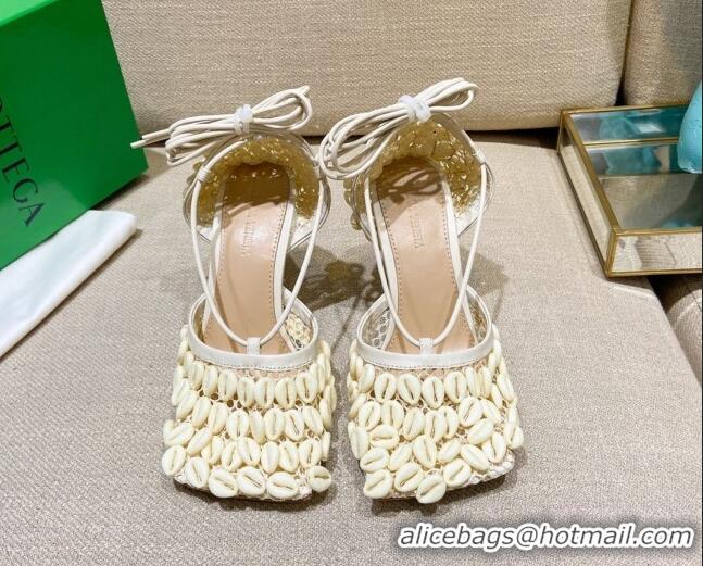 Best Quality Bottega Veneta Stretch Mesh Sandals 9cm 021407 Cream White