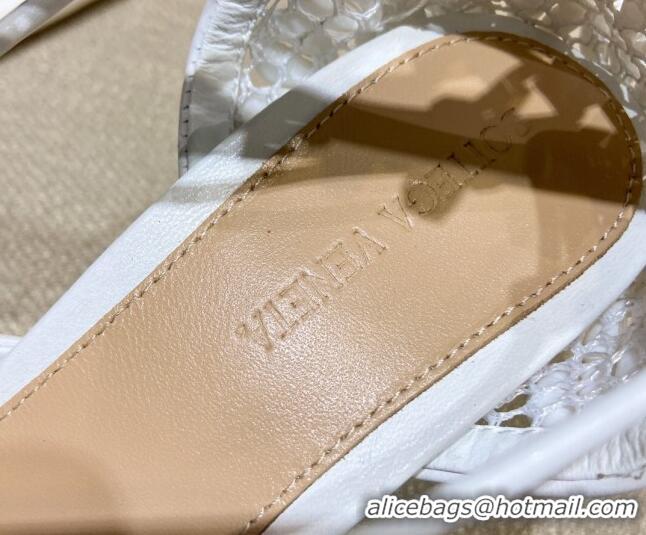 Grade Quality Bottega Veneta Stretch Mesh Sandals 9cm 021407 Chalk White