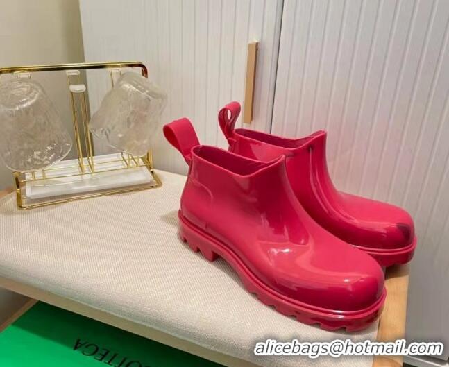 Super Quality Bottega Veneta Shine Rubber TPU Ankle Boots Lollipop Pink 021416