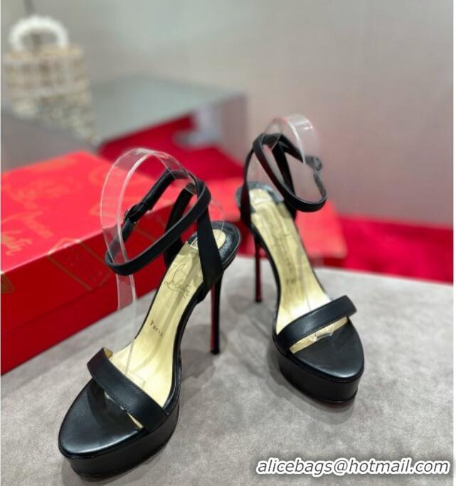 Good Quality Christian Louboutin Calf Leather High Heel Platform Pumps 15cm 021614 Black