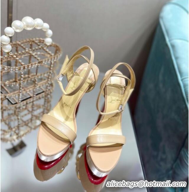 Affordable Price Christian Louboutin Calf Leather High Heel Platform Pumps 15cm 021614 Nude