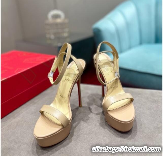 Affordable Price Christian Louboutin Calf Leather High Heel Platform Pumps 15cm 021614 Nude