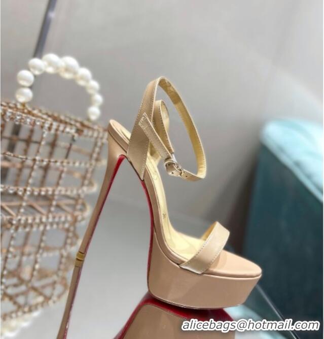 Affordable Price Christian Louboutin Calf Leather High Heel Platform Pumps 15cm 021614 Nude