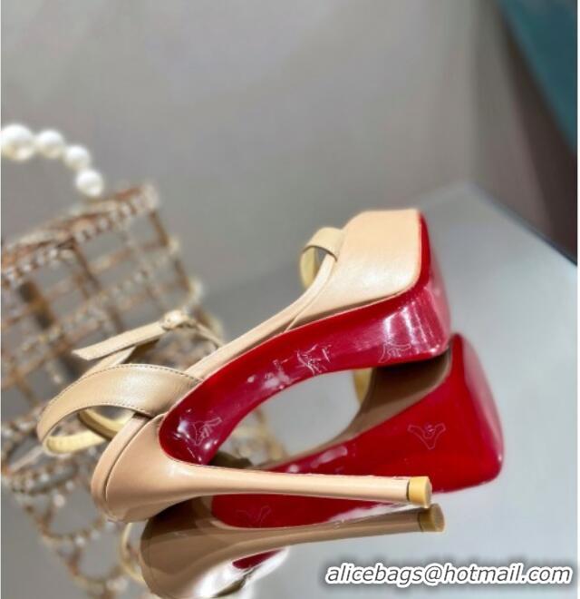 Affordable Price Christian Louboutin Calf Leather High Heel Platform Pumps 15cm 021614 Nude