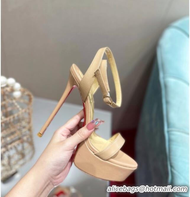 Affordable Price Christian Louboutin Calf Leather High Heel Platform Pumps 15cm 021614 Nude