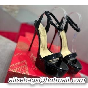 Grade Design Christian Louboutin Calf Leather High Heel Platform Pumps 15cm 021614 Black