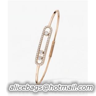 Famous Brand Messika Rose Gold Diamond Bracelet M5432 Move Pave Thin