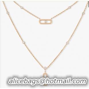 Low Cost Messika Rose Gold Diamond Nacklace M5435 Move Uno 2 Rows