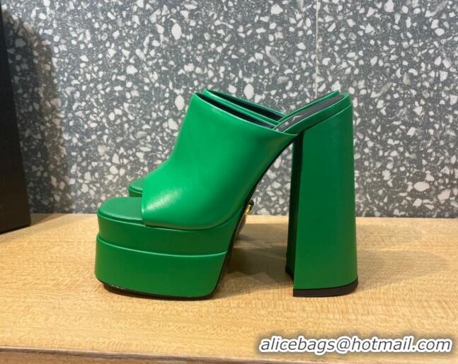 Good Quality Versace Calfskin Platform Slide Sandals 15.5cm 011321 Green