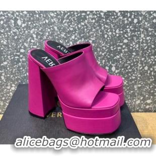 Sumptuous Versace Calfskin Platform Slide Sandals 15.5cm 011321 Fuchsia