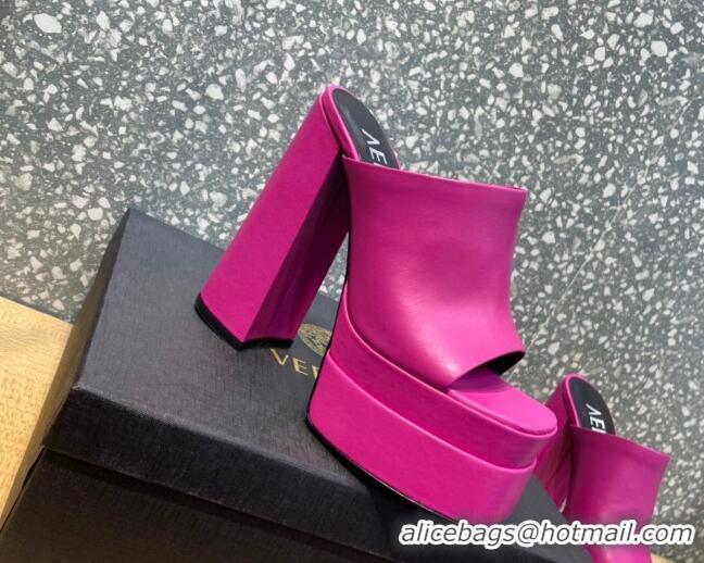 Sumptuous Versace Calfskin Platform Slide Sandals 15.5cm 011321 Fuchsia