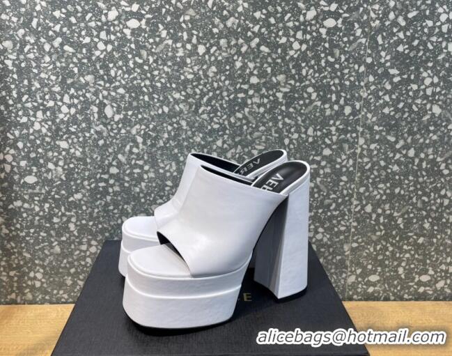 Perfect Versace Calfskin Platform Slide Sandals 15.5cm 011321 White