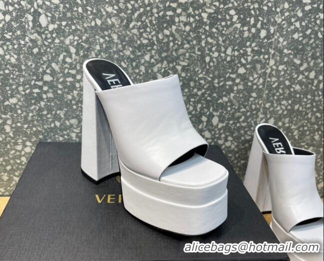 Perfect Versace Calfskin Platform Slide Sandals 15.5cm 011321 White