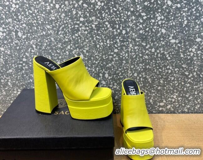 Grade Quality Versace Calfskin Platform Slide Sandals 15.5cm 011321 Yellow