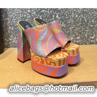 Duplicate Versace Calfskin Platform Slide Sandals 15.5cm 011321 Multicolor