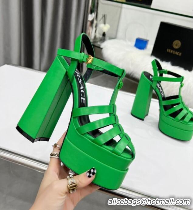 Best Price Versace Calfskin La Medusa Platform Sandals 15.5cm 011329 Green