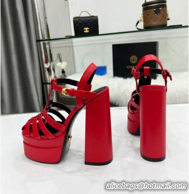 Grade Design Versace Calfskin La Medusa Platform Sandals 15.5cm 011329 Red