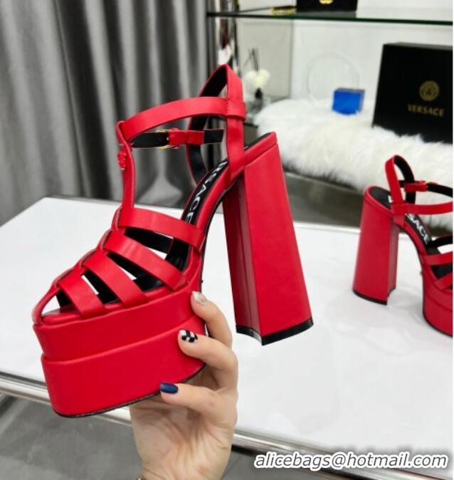 Grade Design Versace Calfskin La Medusa Platform Sandals 15.5cm 011329 Red