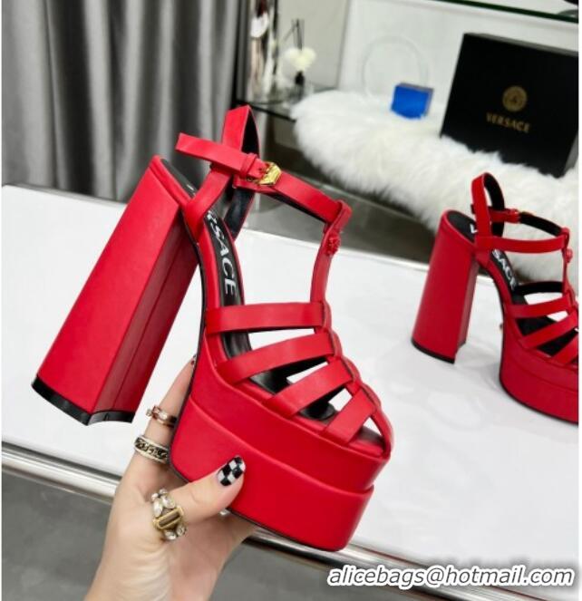 Grade Design Versace Calfskin La Medusa Platform Sandals 15.5cm 011329 Red