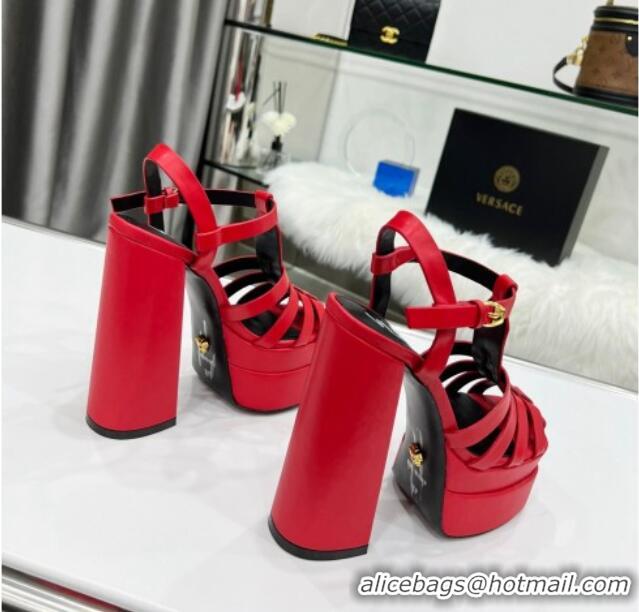 Grade Design Versace Calfskin La Medusa Platform Sandals 15.5cm 011329 Red