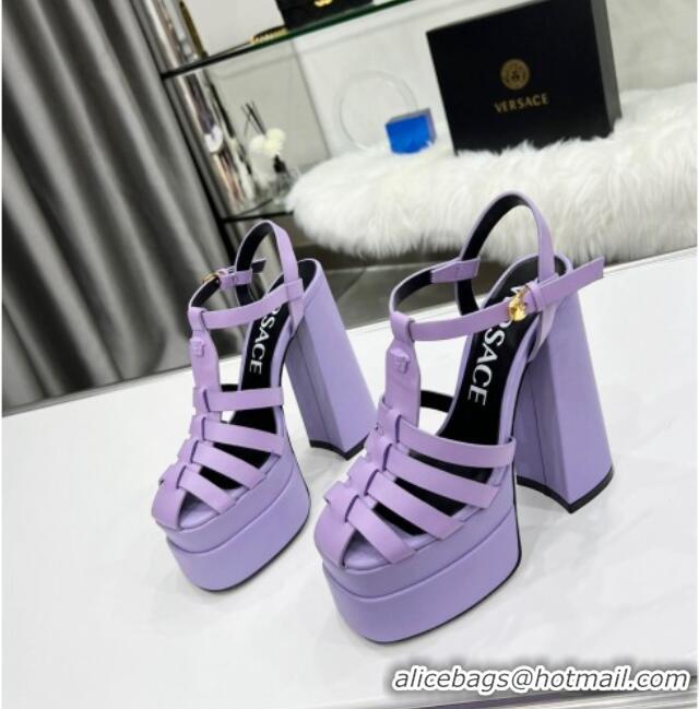 Affordable Price Versace Calfskin La Medusa Platform Sandals 15.5cm 011329 Purple