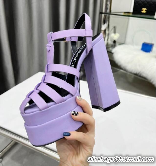 Affordable Price Versace Calfskin La Medusa Platform Sandals 15.5cm 011329 Purple