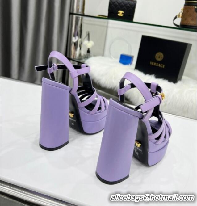 Affordable Price Versace Calfskin La Medusa Platform Sandals 15.5cm 011329 Purple