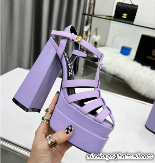 Affordable Price Versace Calfskin La Medusa Platform Sandals 15.5cm 011329 Purple